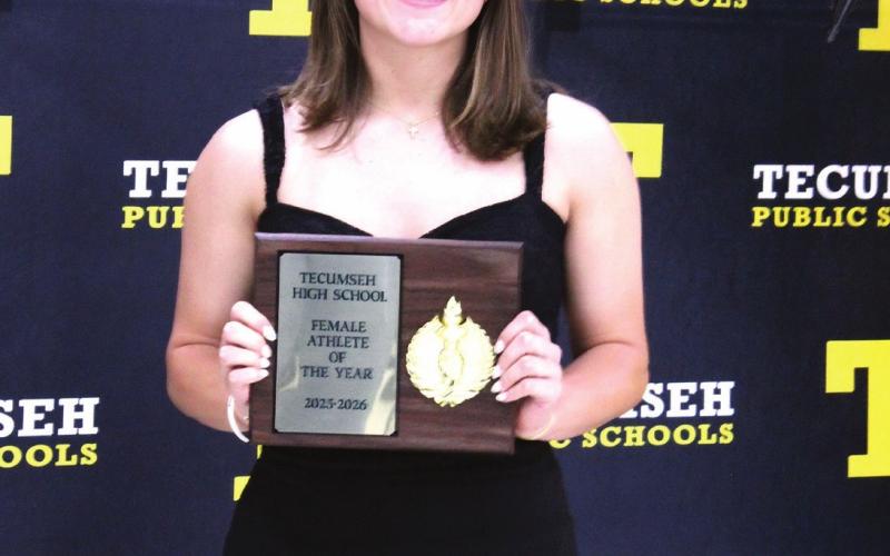 Three-sport senior athlete Cadence Leba received the Outstanding Female Athlete of the Year at the Tecumseh High School Athletic Awards on May 18.