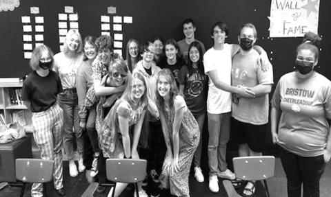 Speech and Drama students from left, Macey Corshia, Gabrielle Wilson, Carly Junod, Talon Wilburn, Lorne Duncan, Leigha VanOrdsol, Mrs Jessica Frizzell,Kinley Hilburn, Kaitlynn Gordon, Eva Roberts, Yelienth Luevano, Dillon Kincannon, Gary Daughtry, Xander Stewart, Divinety Johnson