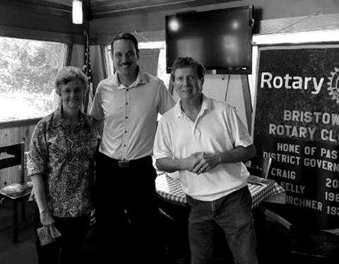 From left, Linda Trigalet, Bristow Historical Society, Jay Krumme, Bristow Rotary, and Joe Trigalet, Bristow Historical Society courtesy photo