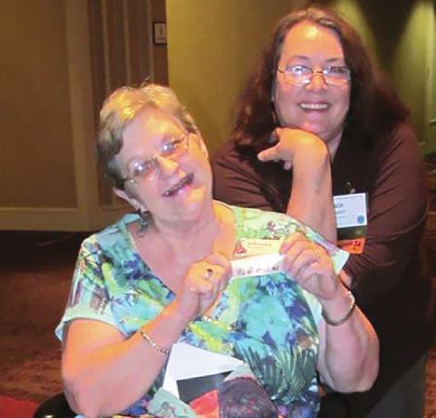 Gloria Trotter and Suzie Campbell pose at the 2015 Oklahoma Press Association Conference held at the Sheraton Hotel in Oklahoma City.