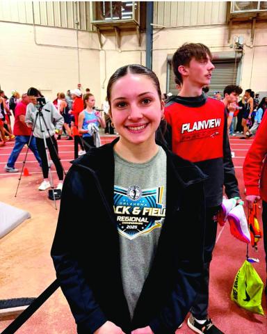 Bristow High School’s first ever indoor track and field state qualifying girl is Abby Flood.