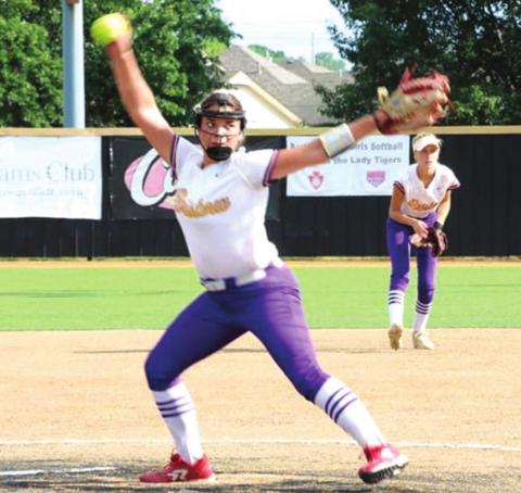 Junior McKenna Ingram prepares to strike out the opponent.