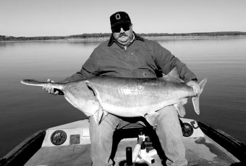Landon Jones with a paddlefish caught in Keystone Lake on October 19.