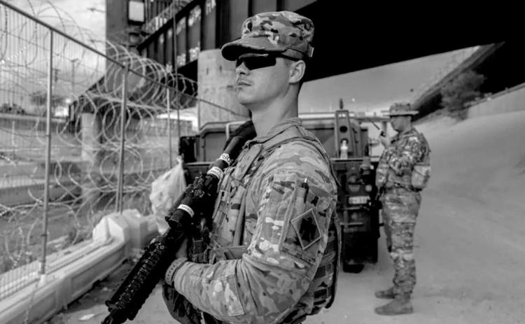 Oklahoma National Guard Soldiers, Sgt. Dale Moody and Spc. Blake Morgan, 45th Infantry Brigade Combat Team, performs border operations.
