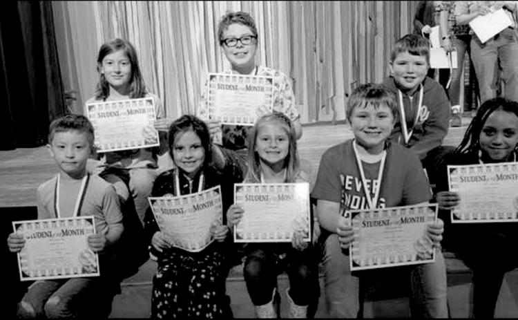 February students of the Month are front row from left, Ryder Sexton, Katie Smith, Gia Jolley, Sebastian Woods and Lyric Laskey. Back row from left, Alexia Hindshaw, Isaac Watts and Ryder Mann. courtesy photo